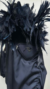 PRADA Re-nylon Shearling Lining Feather Bomber Jacket