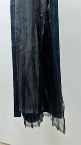 Sawa Takai N/S Pleats Layered Belted Check Belted Dress