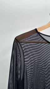 Jean Paul Gaultier L/S Logo Flocked Mesh Top