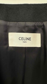 CELINE Collarless Metal-button Wool Blazer Jacket