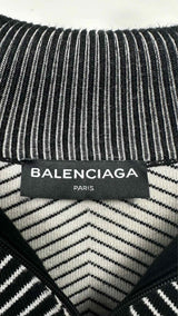 Balenciaga "Homme" Striped Quarter-zip High-neck Sweater
