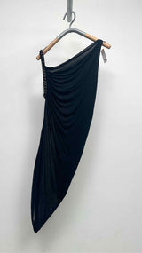 Jean Paul Gaultier Asymmetrical Chain-Strap Mesh Side-Gathered Drape Dress