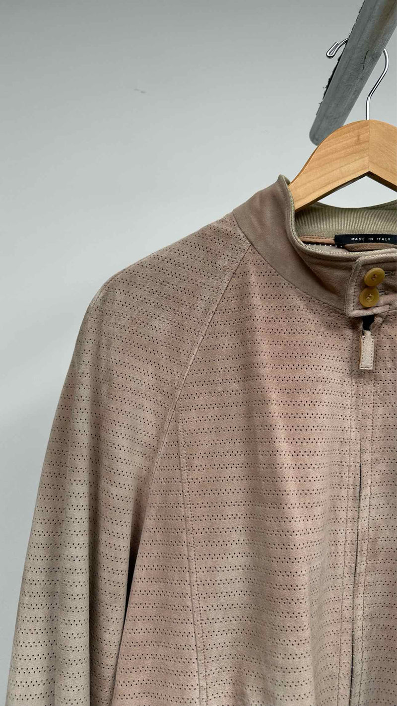 Gucci Eye-let Suede Bomber Jacket