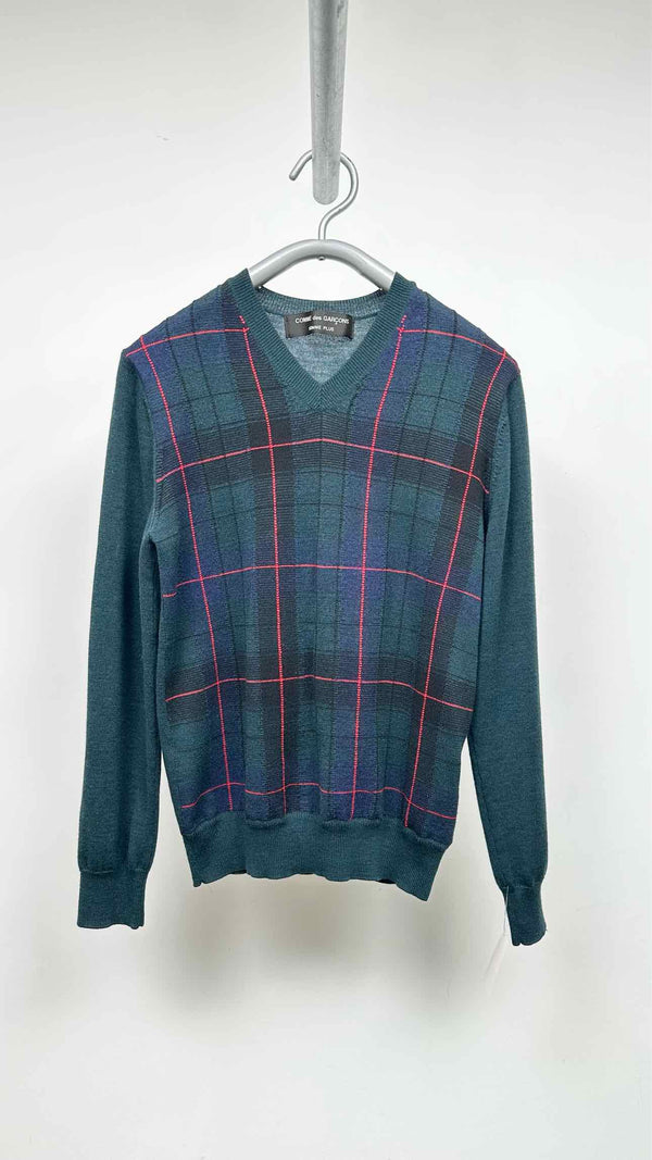 Comme Des Garcons Homme Deux V-neck Check Sweater