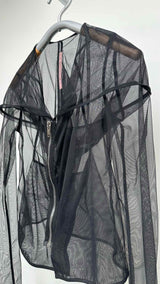 Rick Owens Lilies L/S Mesh Cropped Zip-Up Hoodie