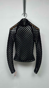 Alaia High-neck Fish-net Sweater