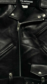 Junya Watanabe Floral-Velvet-Sleeve Reconstructed Faux Leather Jacket
