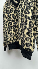 CELINE Inside-out V-neck Leopard Sweater