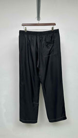PRADA Drawstring-waist Stitched Silk Pants
