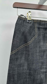 Alaia Back Lace-Up Denim Skirt