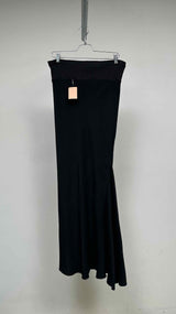 Rick Owens Rib Knit Waist Satin Maxi Skirt