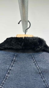 Helmut Lang Fur-collar Dolman Sleeves Hybrit Denim Jacket