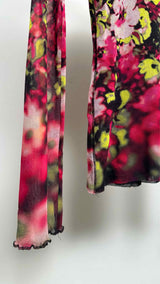 Jean Paul Gaultier L/S Acid-floral Mesh Top