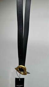 Saint Laurent Heart-buckle Leather Belt