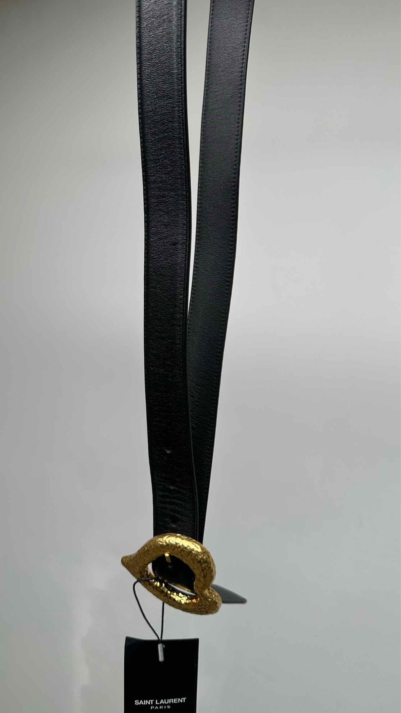 Saint Laurent Heart-buckle Leather Belt