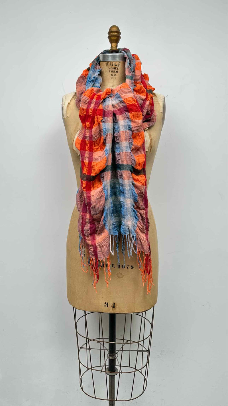 Issey Miyake Wrinkly Pleated Pliad Fringe Scarf