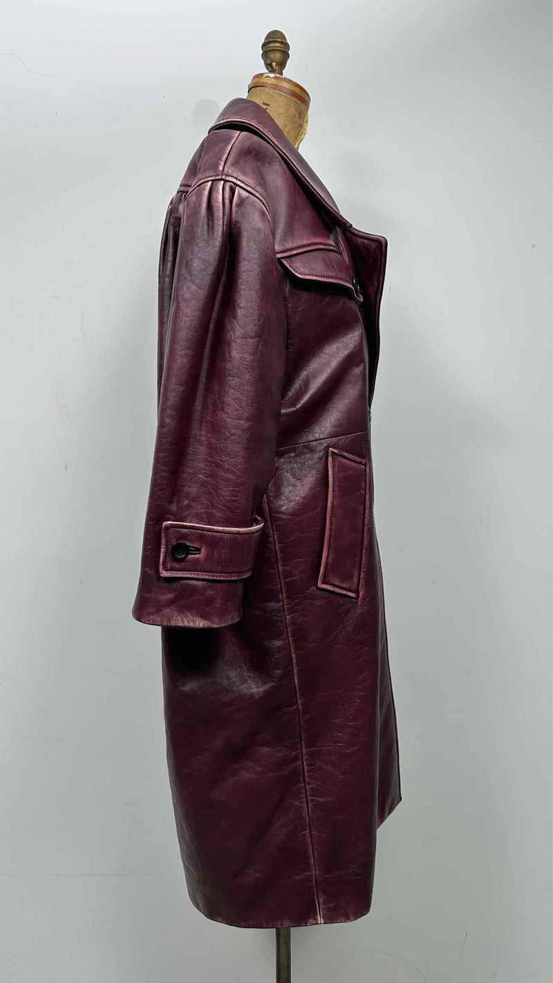 Miu Miu Oversized Distressed Leather Coat