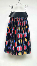 Chopova Lowena Leather-belted Pleated Floral Skirt