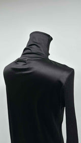 Jean Paul Gaultier High-neck Rib Satin Hybrid Sweater