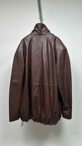 Sportmax Salaggio Funnel-Neck Paneled Hammered Leather Jacket
