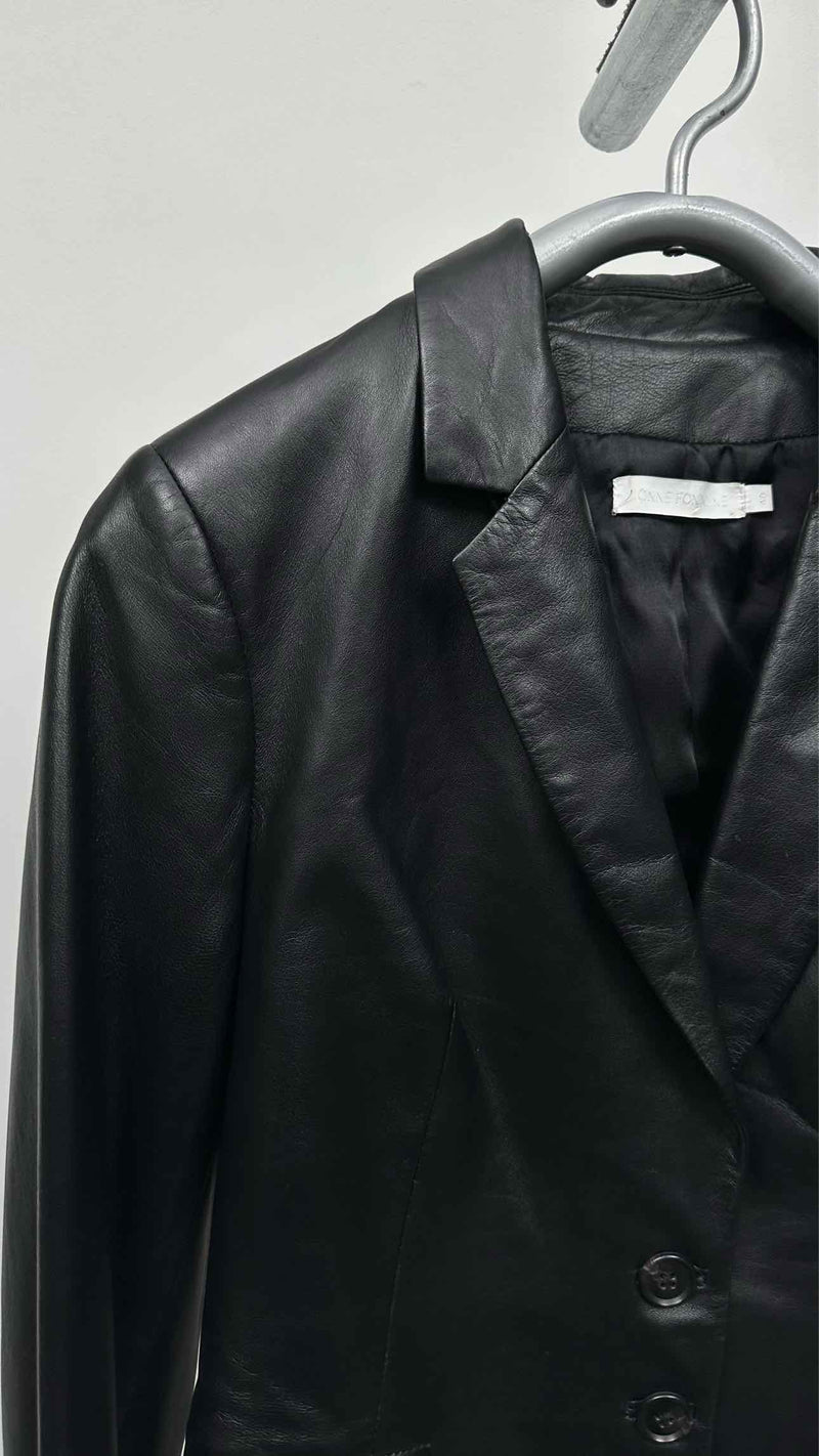 Anne Fontaine Leather Blazer Jacket