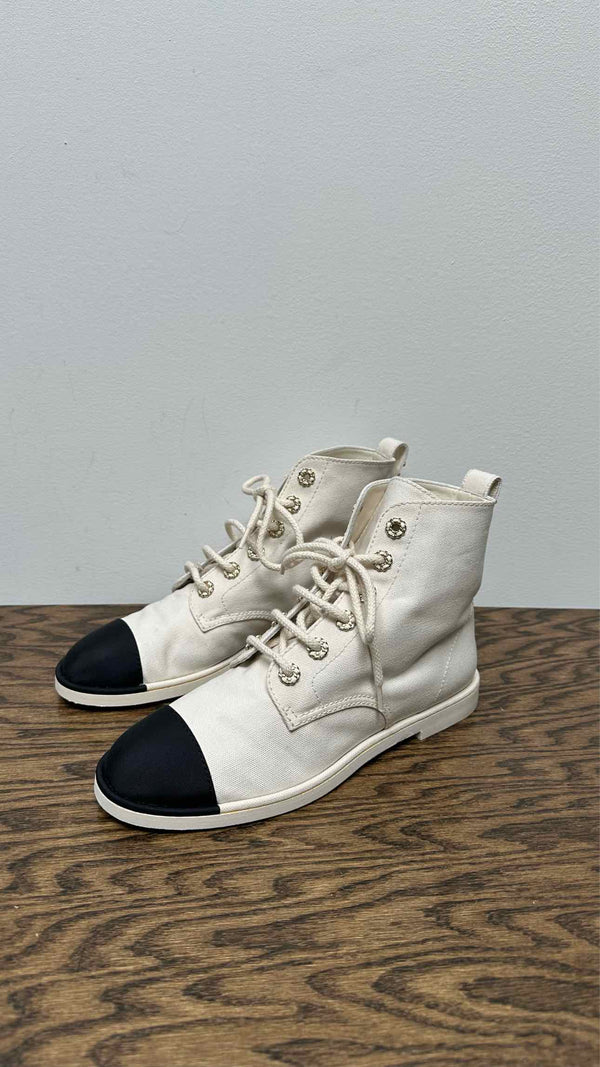 Chanel Two-tone Canvas Boots