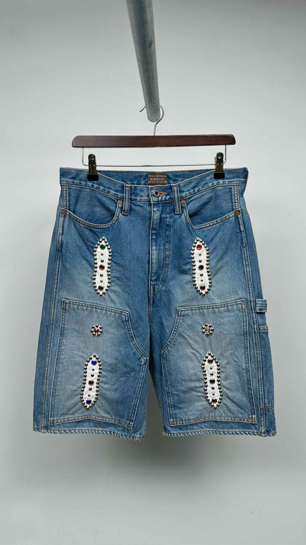 Kapital Kountry Studed Remake Denim Shorts