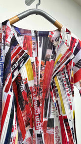 Pleats Please X Terry Johnson Pleated Allover Print Long Cardigan