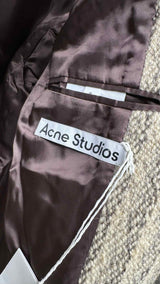 Acne Studios Leather Elbow-patch Stripe Wool Coat