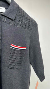Thom Browne S/S Pointelle-knit Polo Shirt