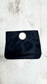 PRADA Silver Cutout Handle Tote Bag