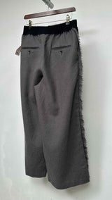Uma Wang Velvet Side Stripe Wide Fringe Easy Pants