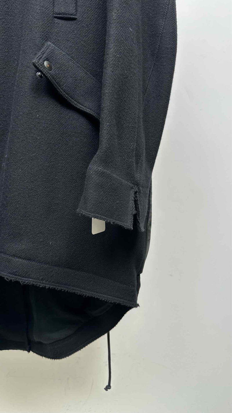 Isabel Benenato Leather Hybrid Zip-up Hooded Coat