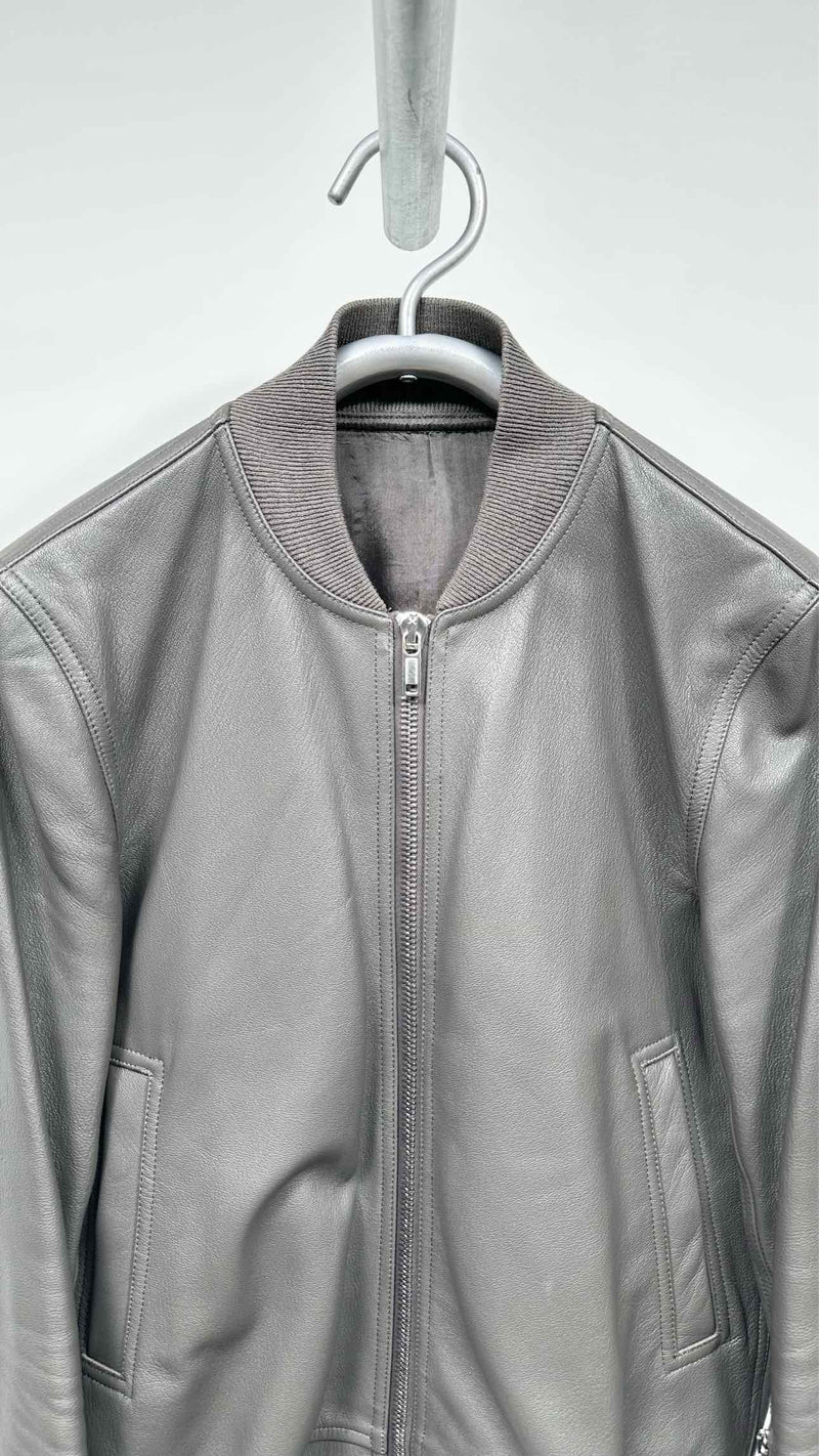 Rick Owens Leather Bomber Jacket