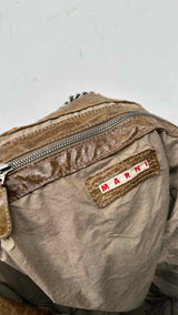 Marni Crinkled Slouchy Leather Hobo Bag