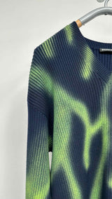 Balenciaga V-Neck Spray-Paint Print Long Sweater