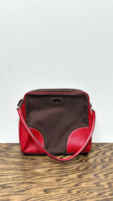 PRADA Leather Canvas Shoulder Bag