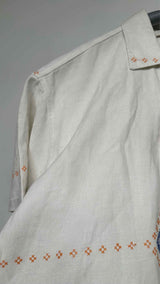 Bode S/S Embroidered Distressed Linen Box Shirt