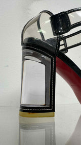 Christian Louboutin PVC Leather Trim Heel Sandals