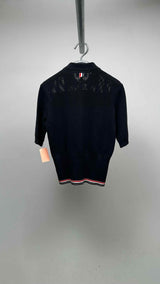 Thom Browne S/S Pointelle-knit Polo Shirt
