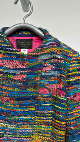 Christian Lacroix Snakeskin-trim Rainbow Tweed Coat