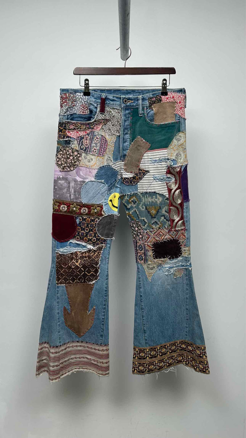 Kapital Flared Distressed Embellished Jeans
