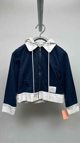 Thom Browne Zip-up Two-tone Cropped Hoodie