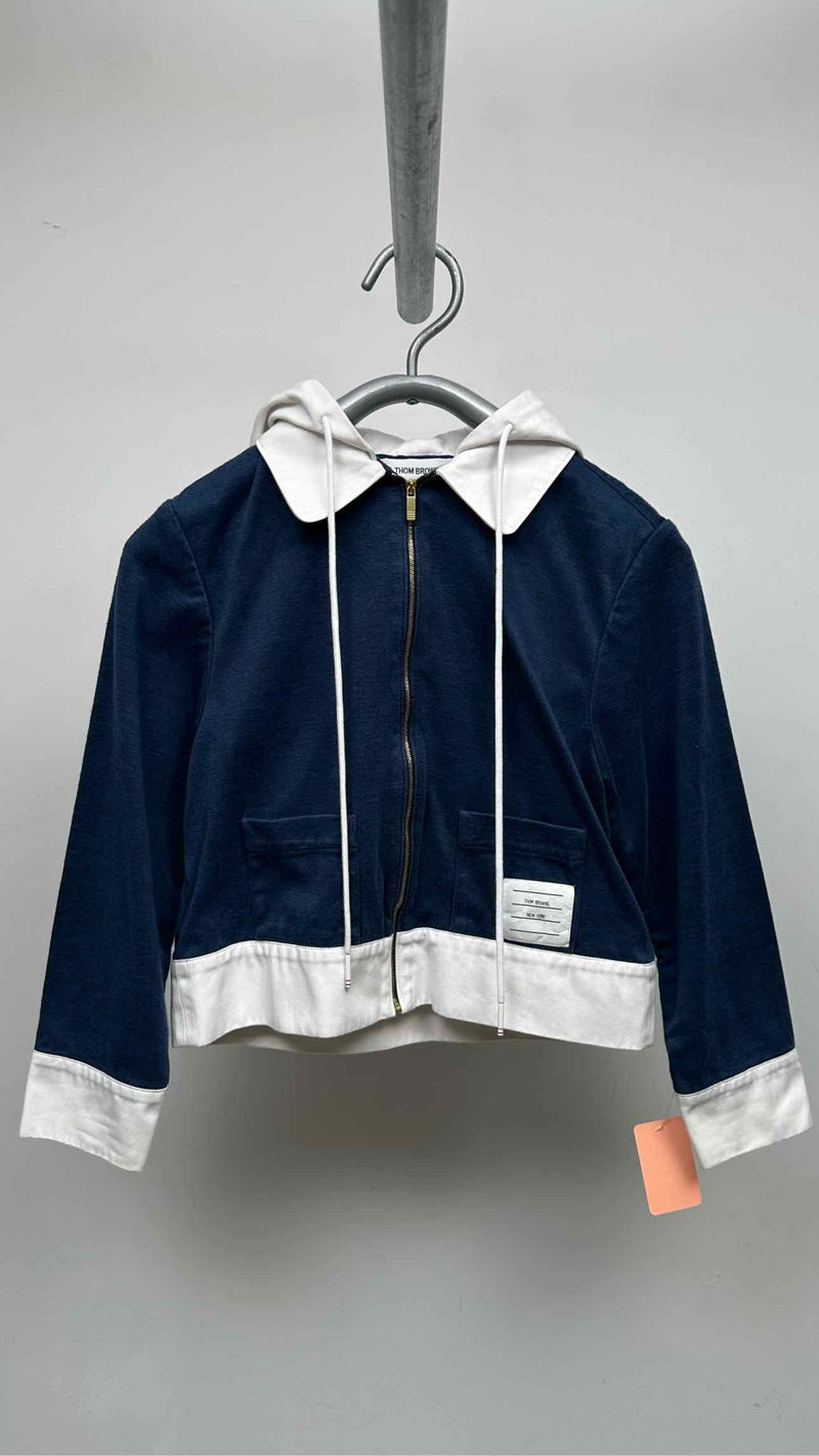 Thom Browne Zip-up Two-tone Cropped Hoodie