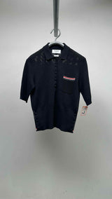 Thom Browne S/S Pointelle-knit Polo Shirt