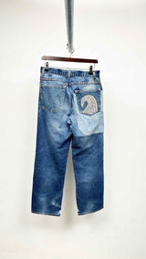 Kartik Research Chikankari Straight-Leg Embellished Panelled Jeans