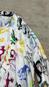 Balenciaga Artist Doodle Graphic Satin Oversized Blouse