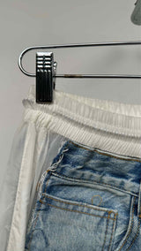 Ben Taverniti Avantgarde Deconstructed Denim-paneled Skirt