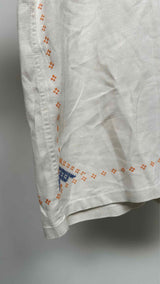 Bode S/S Embroidered Distressed Linen Box Shirt