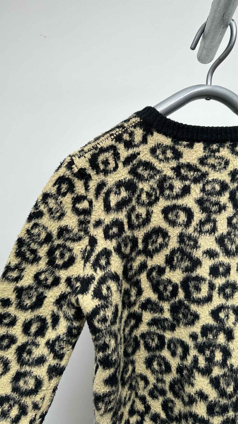 CELINE Inside-out V-neck Leopard Sweater